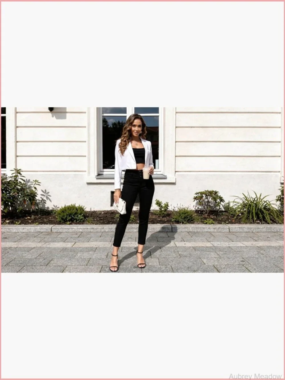 Cropped Blazer Long Sleeve Notch Lapel Button Front Blazers Casual Work Office